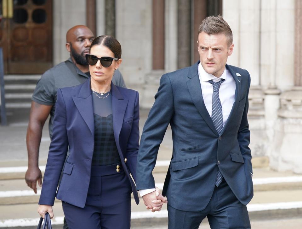 Rebekah and Jamie Vardy leave the Royal Courts Of Justice (Yui Mok/PA) (PA Wire)