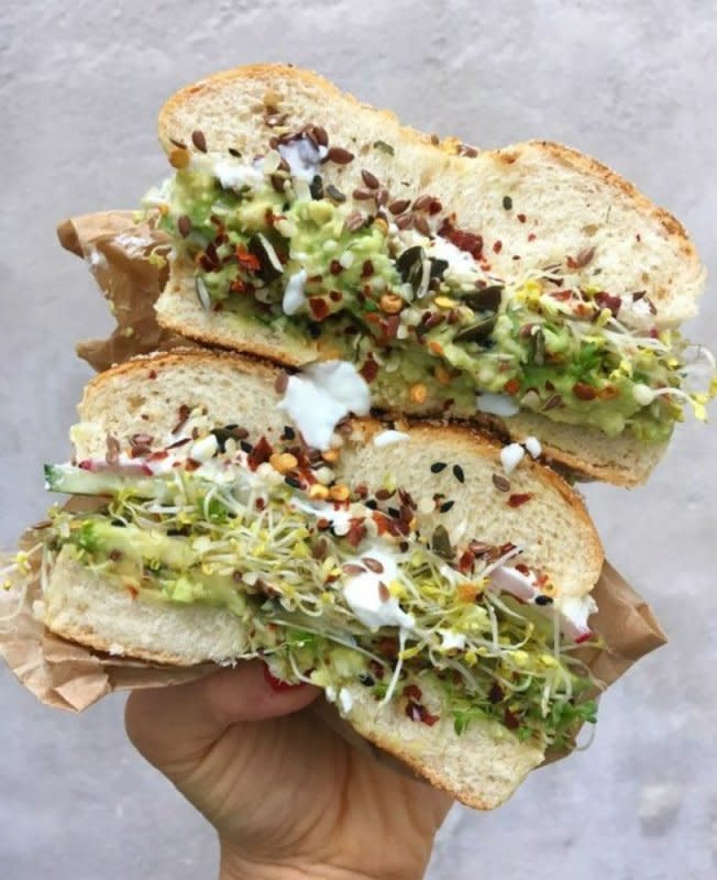 <p>TheFeedFeed.com</p><p>This sandwich is piled with the most amazing flavors!</p><p><strong>Get the recipe: <a href="https://thefeedfeed.com/cleaneating_carry/avocado-bagel-sandwich" rel="nofollow noopener" target="_blank" data-ylk="slk:Avocado Bagel Sandwich;elm:context_link;itc:0;sec:content-canvas" class="link ">Avocado Bagel Sandwich</a></strong></p>