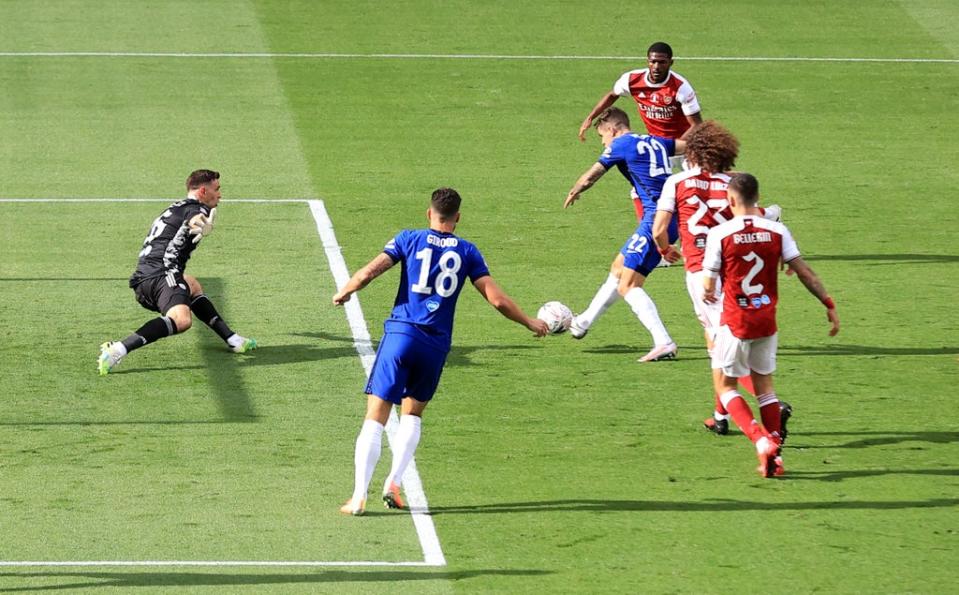 Christian Pulisic (centre) put Chelsea ahead in the 2020 FA Cup final against Arsenal (Adam Davy/PA) (PA Archive)