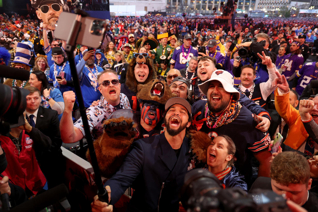 Football fans swarmed downtown Detroit Thursday night. (Gregory Shamus/Getty Images)