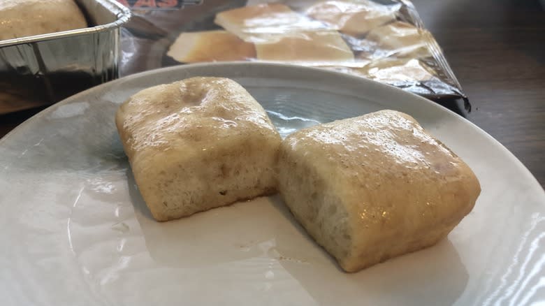 Two Texas Roadhouse frozen mini rolls