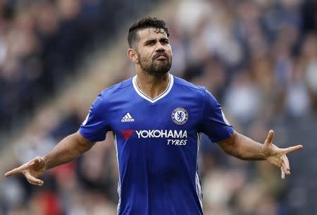 Britain Soccer Football - Hull City v Chelsea - Premier League - The Kingston Communications Stadium - 1/10/16 Chelsea's Diego Costa celebrates scoring their second goal Action Images via Reuters / Carl Recine Livepic