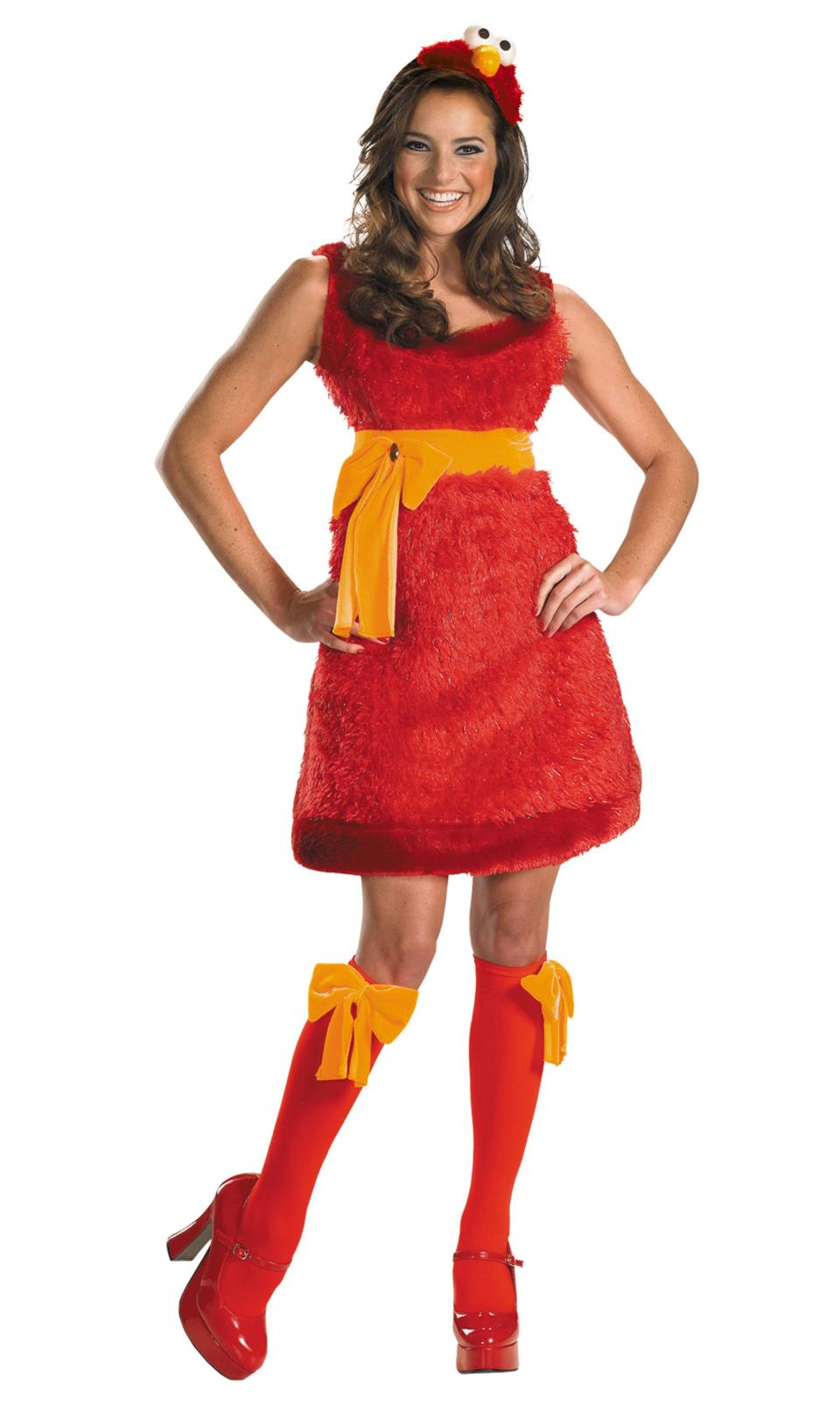 This <a href="http://www.wondercostumes.com/elmo-sassy-costume-sesame-ptescss.html" target="_blank">Elmo costume</a> is the perfect kiddie-character-made-sexy costume for a shyer woman. It won't freak out the kids,&nbsp;but it's still playful. However, I still wonder if Elmo's pet goldfish, Dorothy, is hiding somewhere.