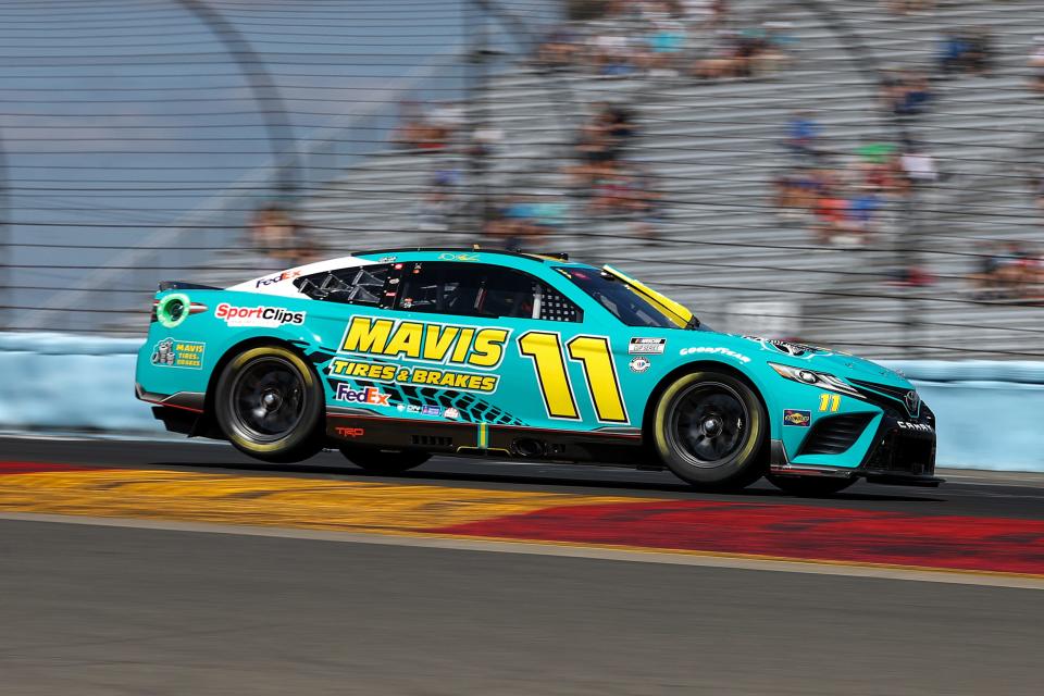 NASCAR Cup Series driver Denny Hamlin (11) during practice and qualifying for the Go Bowling at The Glen at Watkins Glen International on Aug. 19, 2023.