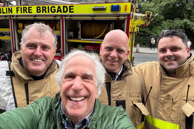 <p>Henry Winkler/X</p> Henry Winkler with the Dublin Fire Brigade