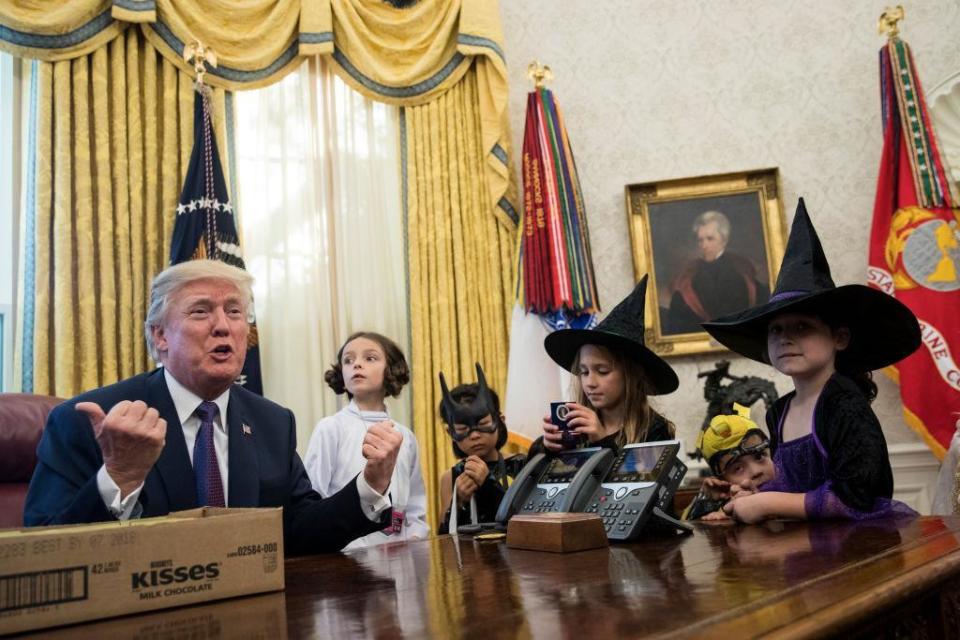 Donald Trump unable to halt attacks on media even while handing out treats to journalists' children