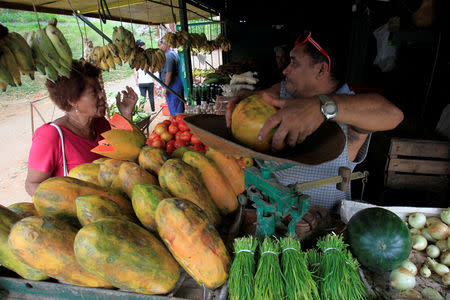 Rolando Espinosa, 47, sells fruits and vegetables in Havana, Cuba, December 17, 2018. REUTERS/Stringer