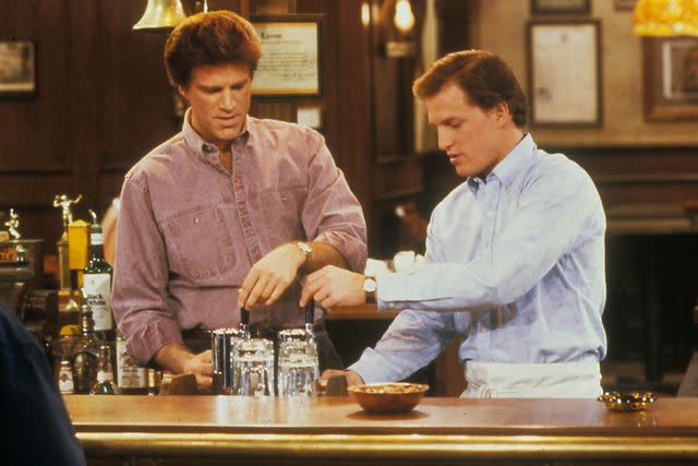 Moviestore/Shutterstock Ted Danson and Woody Harrelson on 'Cheers'