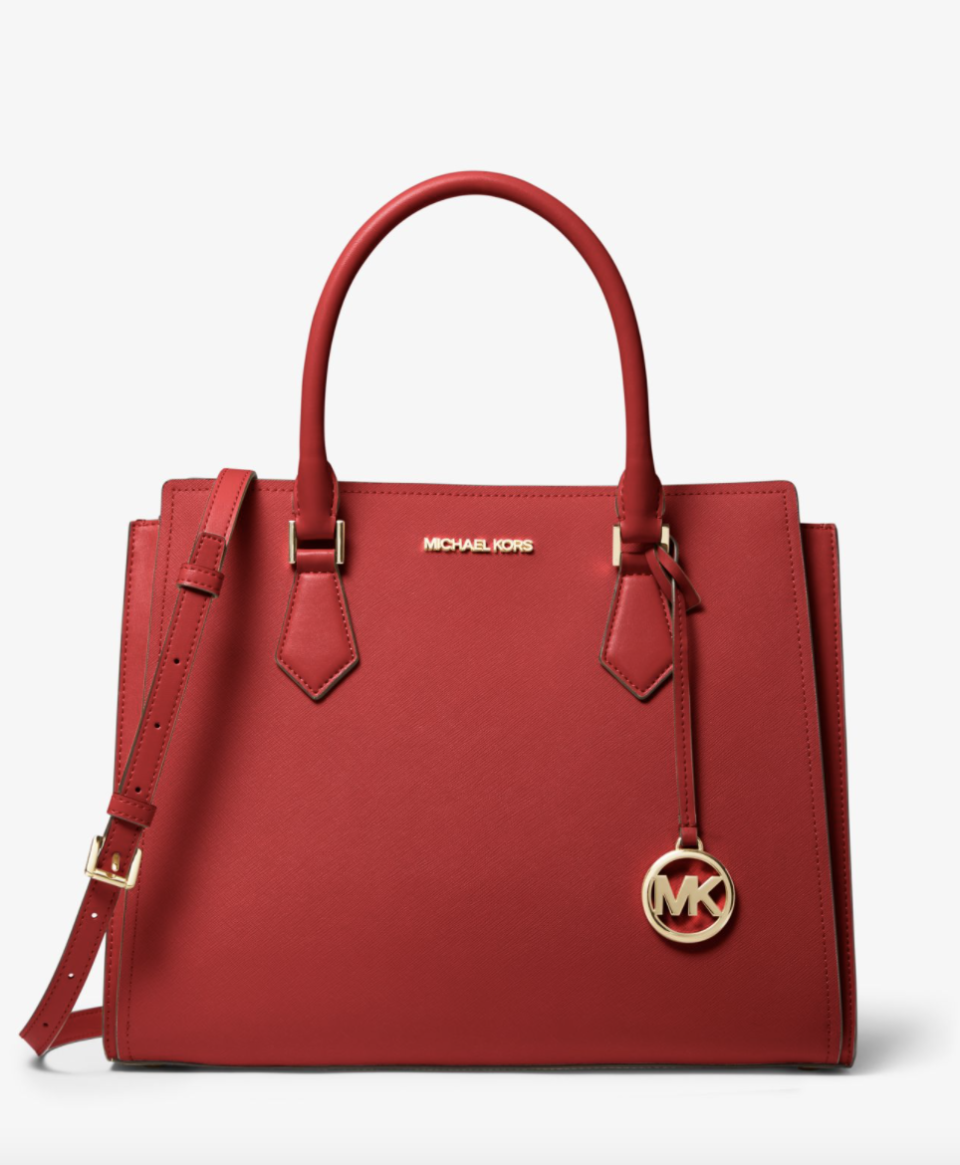 Hope Large Leather Satchel in red leather (Photo via Michael Kors)