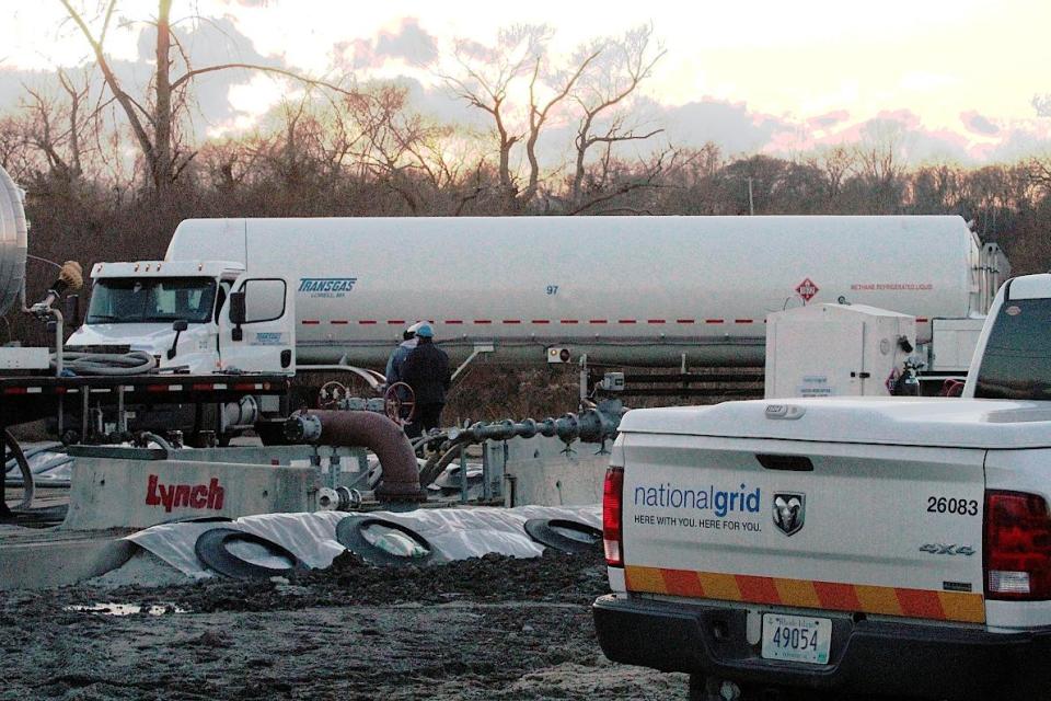 National Grid crews work at the LNG facility on Old Mill Lane in Portsmouth during the gas outage in January 2019.