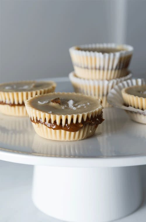 Salted tahini cups with a cardamom coffee filling