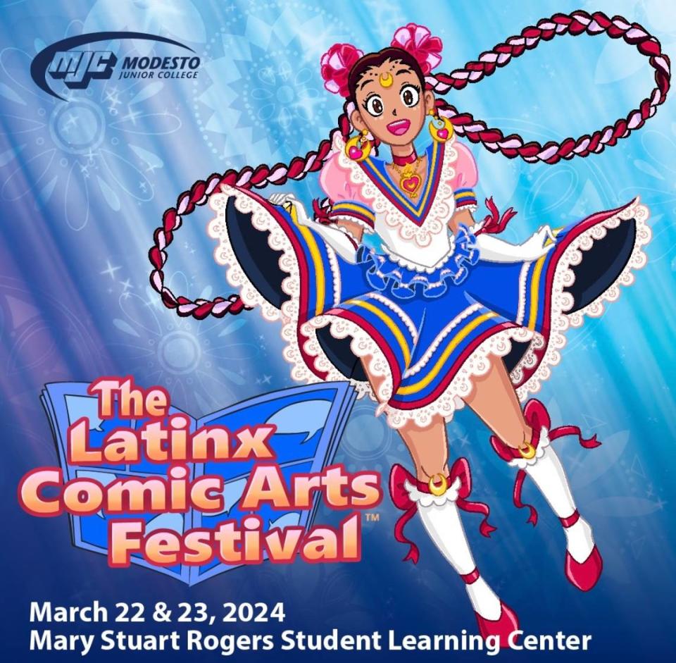 The Latinx Comics Art Festival will be held Mar. 22-23. The poster, which depicts Sailor Moon dressed in folklórico clothing, was drawn by cartoonist and illustrator Amber Padilla.