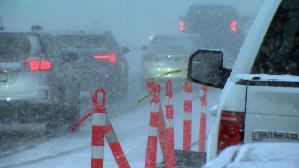 A pedestrian was killed Thursday after being struck by a snowplow on a road parallel to the Trans-Canada Highway. Police believe the weather was a factor. (CBC - image credit)