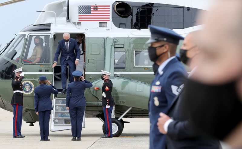 U.S. President Joe Biden and First Lady Jill Biden depart Joint Base Andrews in Maryland