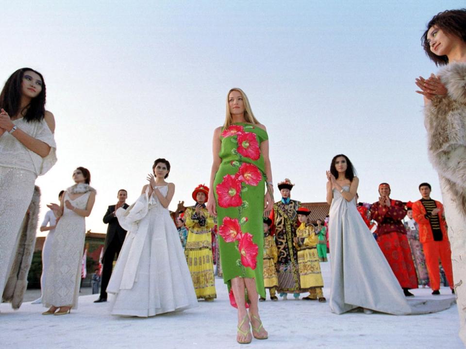 Patitz performs during a fashion show at the Forbidden City in April 2000 (Reuters)