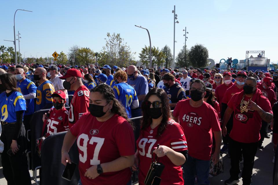 San Francisco 49ers fans are swarming SoFi Stadium despite the Los Angeles Rams' efforts. (Kirby Lee-USA TODAY Sports)