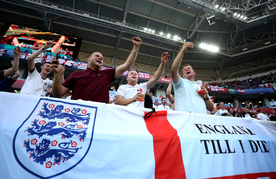 Fan power: Around 6,500 England supporters made the trip to Kaliningrad – more than the first two group games combined