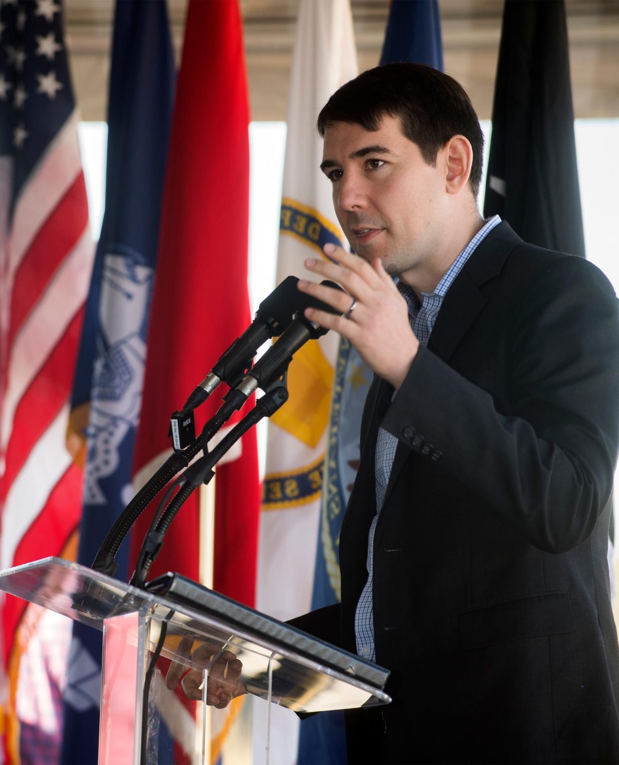 Rep. Josh Harder speaks at the groundbreaking ceremony for a VA Clinic on Manthey Road in French Camp.