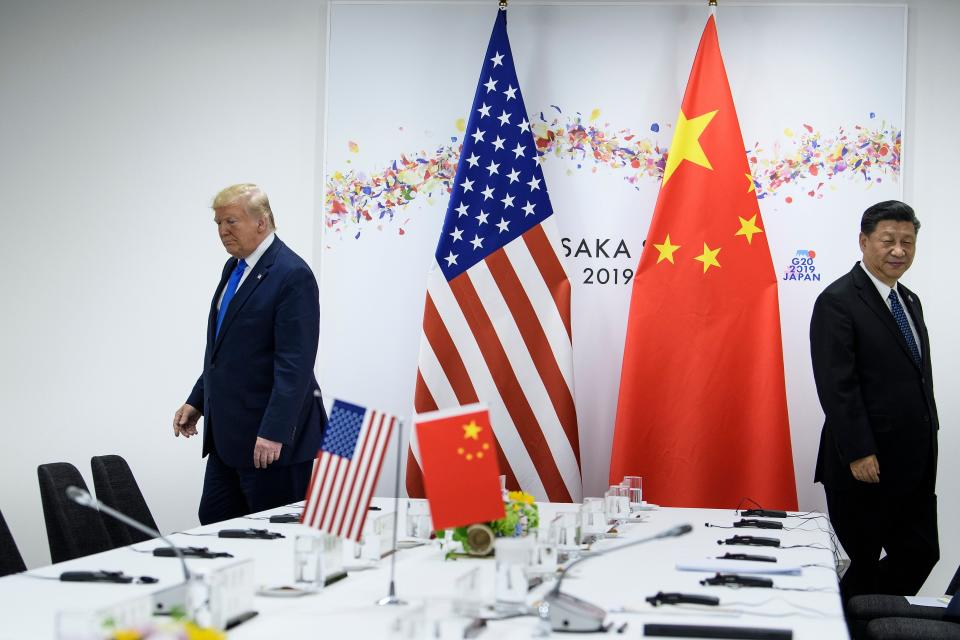 Former US President Donald Trump (left) and Chinese leader Xi Jinping (right) during a bilateral meeting on the sidelines of the G20 Summit in 2019.