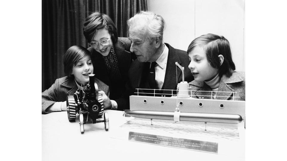 Lord Mountbatten and his grandsons Nicholas Knatchbull, Ashley Hicks and Timothy Knatchbull in1978.