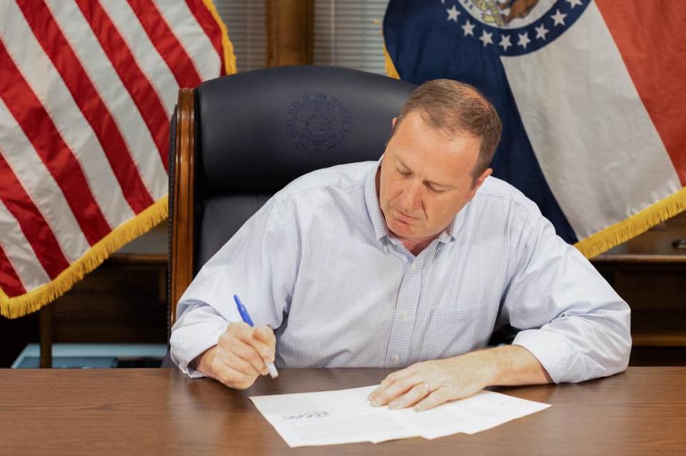 Missouri Attorney General Eric Schmitt signs a legal opinion to trigger an abortion ban in Missouri. Missouri Attorney General's Office
