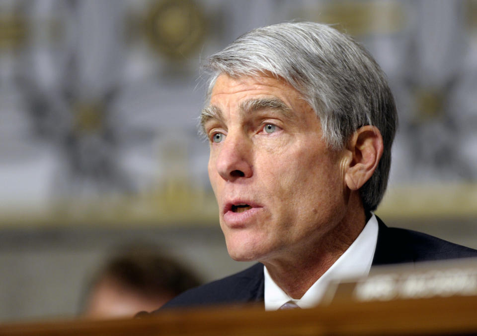 FILE - In this Jan. 31, 2013, file photo, Sen. Mark Udall, D-Colo., speaks on Capitol Hill in Washington. The Senate race in Colorado has shot toward the top of the nation’s most competitive contests this midterm election year, giving the Democratic incumbent a tougher battle than he expected and Republicans a new pickup opportunity in their drive to win the chamber’s majority. Udall responded to Republican Rep. Cory Gardner’s surprise challenge by quickly trying to define his opponent as an extremist. (AP Photo/Susan Walsh, File)