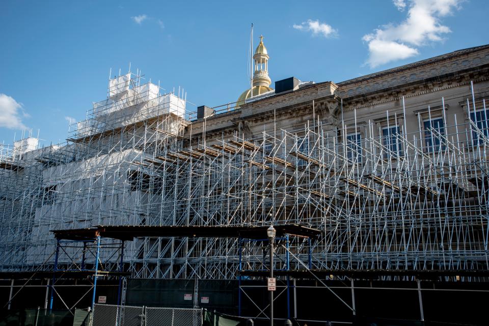 The State House Building in Trenton is currently under construction. The exterior is shown onTuesday April 20, 2021.