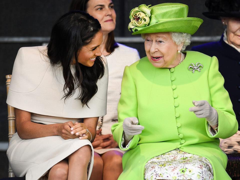 Meghan Markle with Queen Elizabeth on a royal engagement