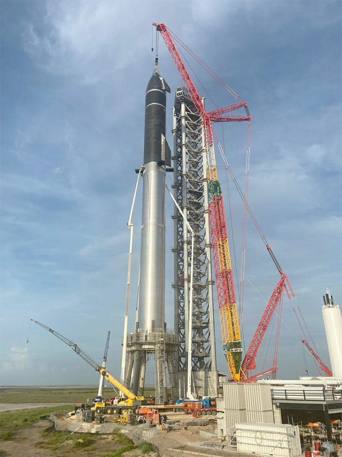 A SpaceX Super Heavy first stage and Starship upper stage spacecraft were 