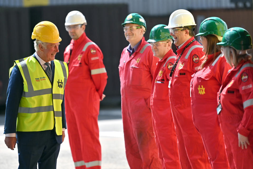 <p>The Prince of Wales during a visit to Harland & Wolff at Queen's Island, Belfast. Picture date: Tuesday May 18, 2021.</p>
