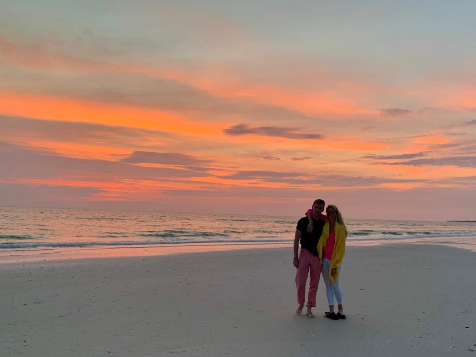 Katherine Parker-Maygar and a friend at sunset on Marco Island in Florida