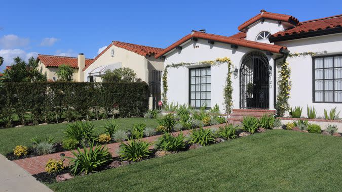 Spanish style house the La Brea neighborhood of Los Angeles, CA, USA, March 22, 2017.