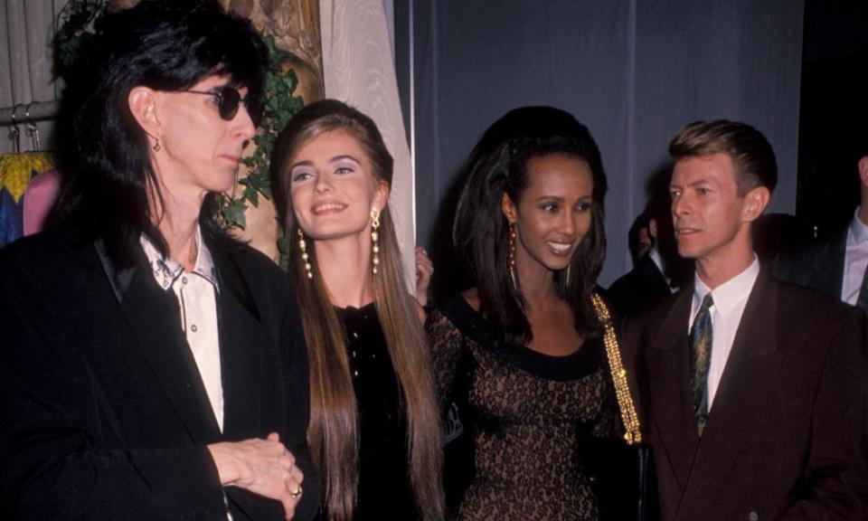 Paulina Porizkova with Ric Ocasek, Iman and David Bowie.