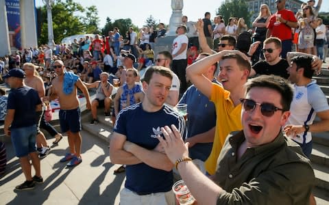 England fans gather in Volgograd - Credit: REUTERS/Gleb Garanich