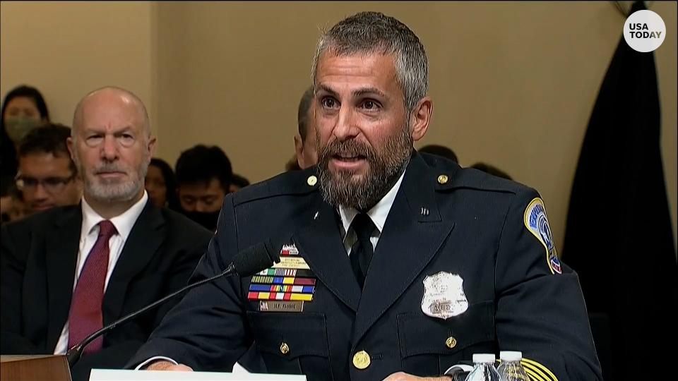 Washington, D.C., Metro Police Officer Michael Fanone testifies before Congress.