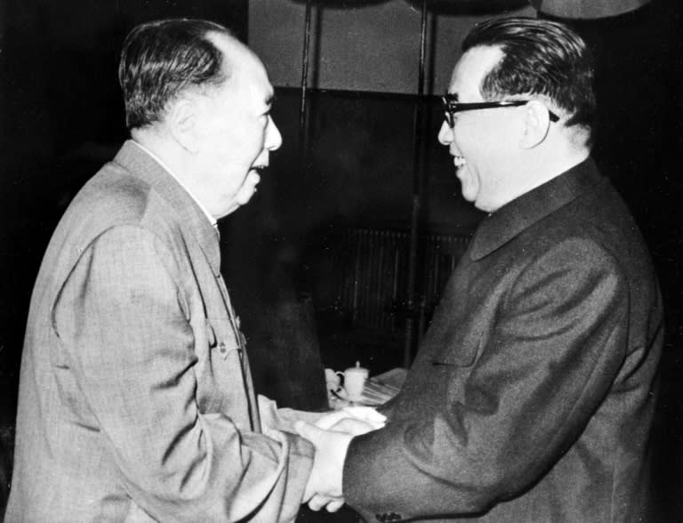 Then-Chinese leader Mao Tse Tung (L) and Kim Il Sung, the founder of North Korea, led countries whose relationship Mao said was as "close as lips and teeth" but analysts question whether their 1961 defence pact would hold in the event of another war