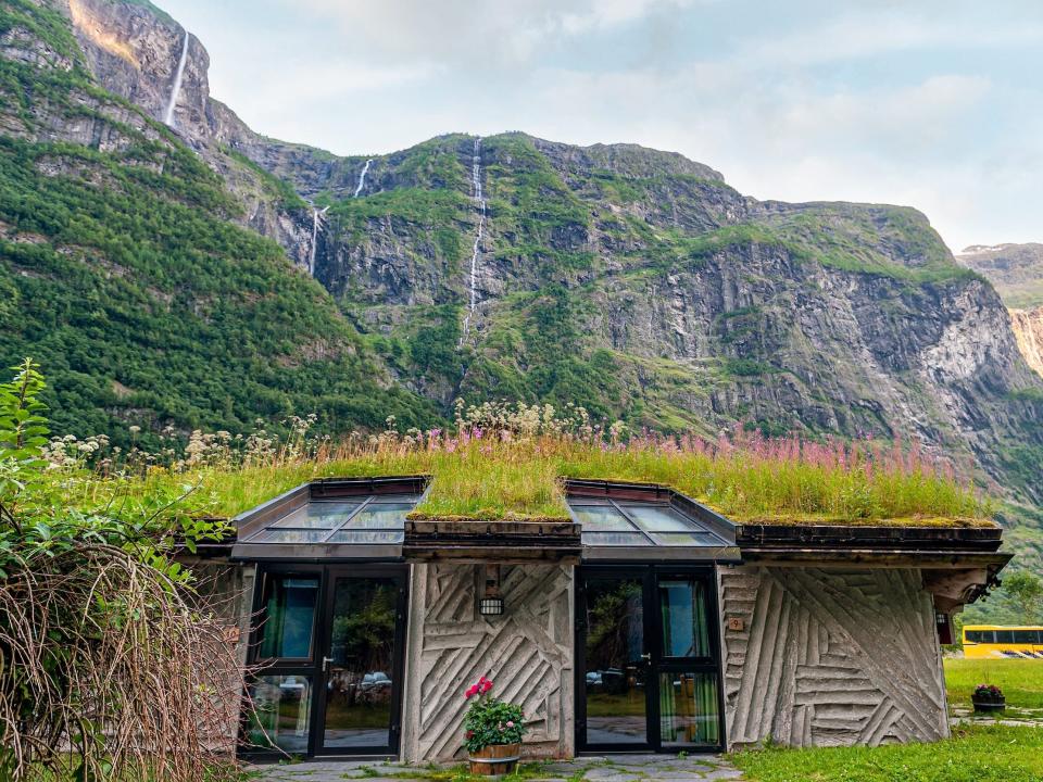 Viking house with grass roof, Norway