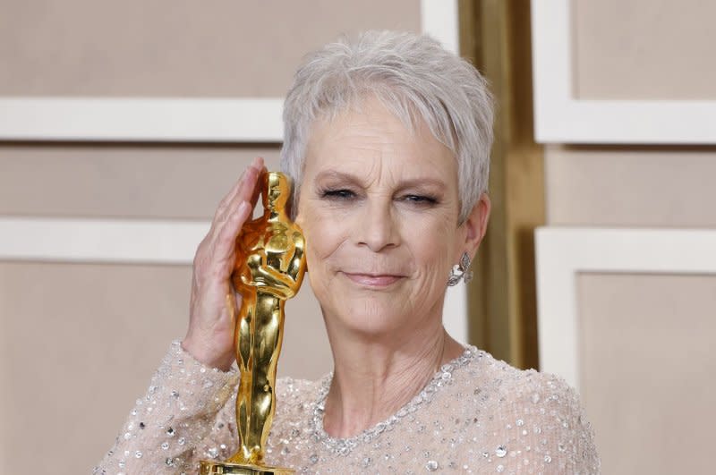 Jamie Lee Curtis congratulated "Freaky Friday" co-star Lindsay Lohan on the birth of her first child. File Photo by John Angelillo/UPI