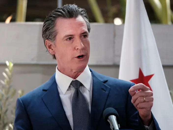 California Gov. Gavin Newsom answers questions at a news conference in Los Angeles, on June 9, 2022.