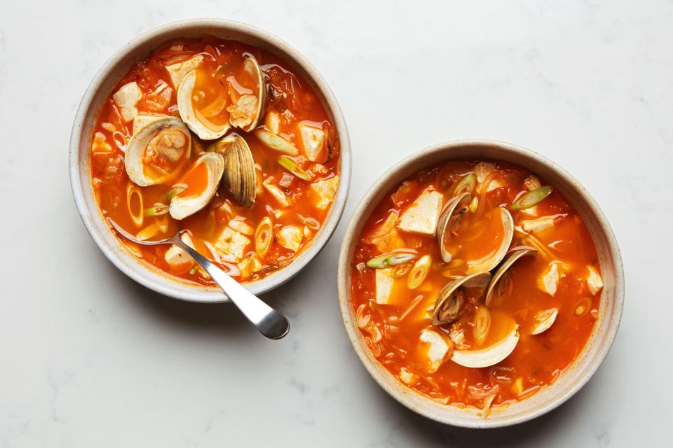 Kimchi Soup With Tofu and Clams