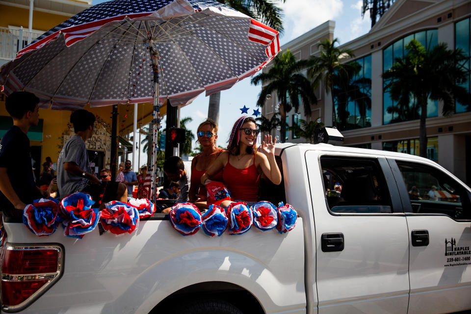 A scene from the 2019 Fourth of July parade in downtown Naples