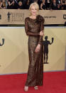 <p>Nicole wore a metallic dress by Armani Prive for the awards ceremony. <em>[Photo: Getty]</em> </p>