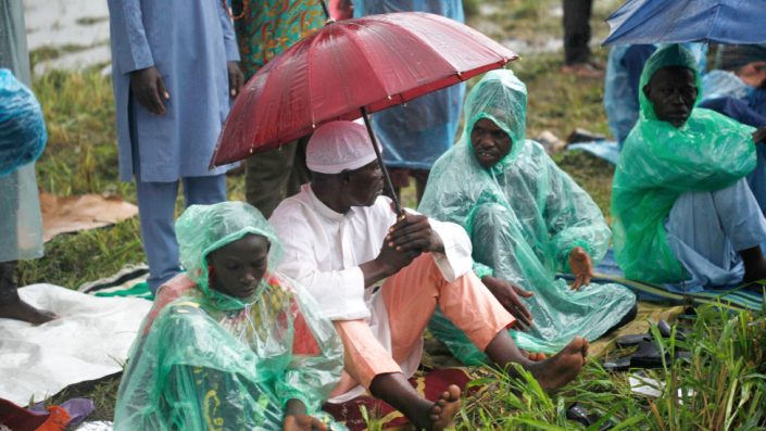 Muslims attend a prayer marking the celebration of Eid al-Adha at an open praying ground in Lagos, Nigeria - Saturday 9 July 2022