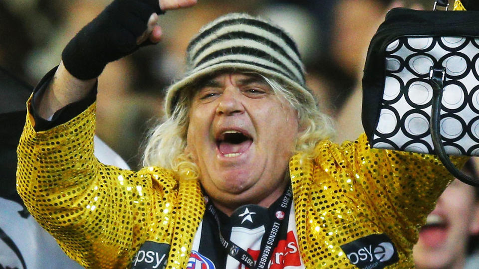 Joffa Corfe, pictured at a Collingwood AFL game, has threatened to boycott the league.