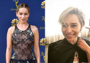 <p><strong>When:</strong> 27 September 2018<br>‘Game of Thrones’ star Emilia Clarke chopped off her shoulder length locks to reveal a short ‘do very similar to Gwyneth Paltrow’s look in ‘Sliding Doors’. <em>[Photo: Getty/Instagram]</em> </p>