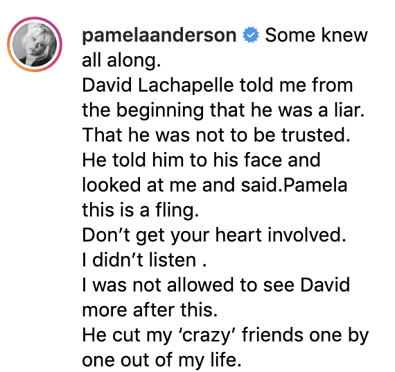 (Screenshots: Pamela Anderson via Instagram)