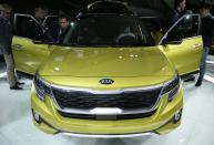 KIA introduces the All-New 2021 Kia Seltos at the AutoMobility LA Auto Show in Los Angeles, Wednesday, Nov. 20, 2019. (AP Photo/Damian Dovarganes)