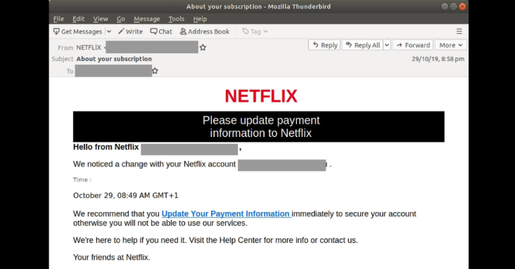 New Netflix phishing scam. Source: MailGuard