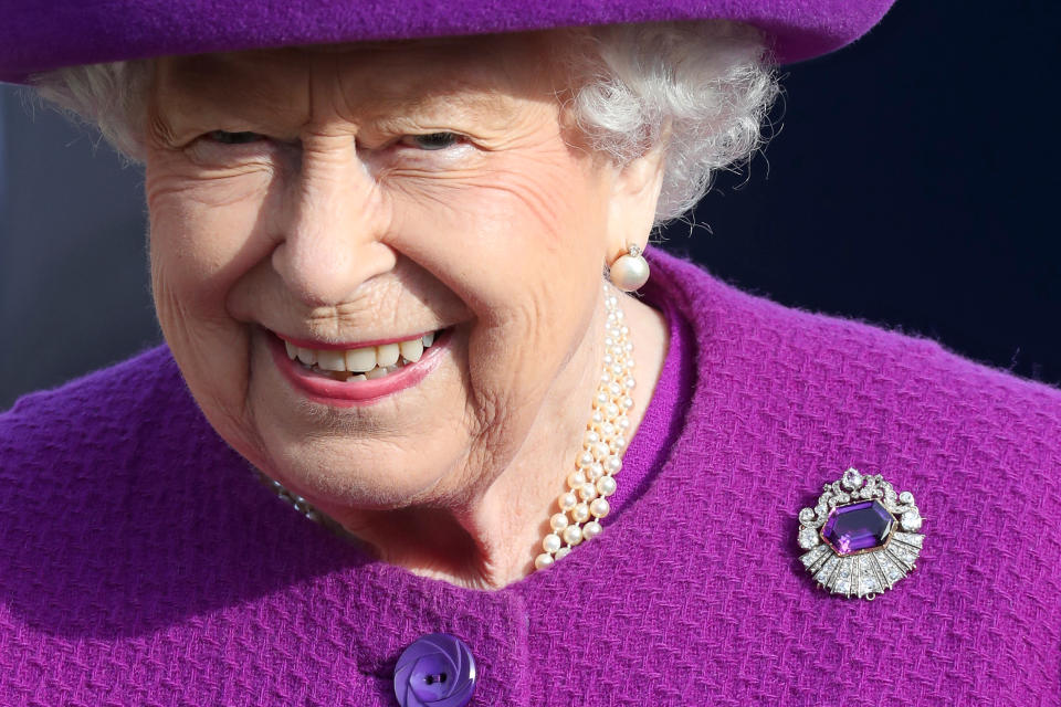 AYLESFORD, ENGLAND - NOVEMBER 06: Queen Elizabeth II during a visit to the Royal British Legion Industries village to celebrate the charity's centenary year on November 06, 2019 in Aylesford, England. (Photo by Chris Jackson/Getty Images)