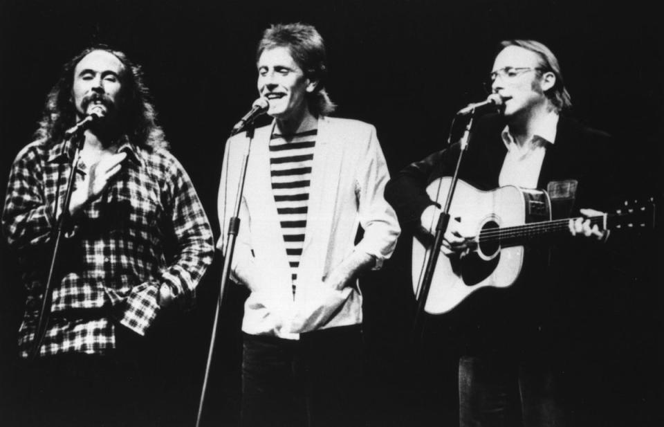 From L-R: Crosby, Stills and Nash in 1983 (Getty Images)